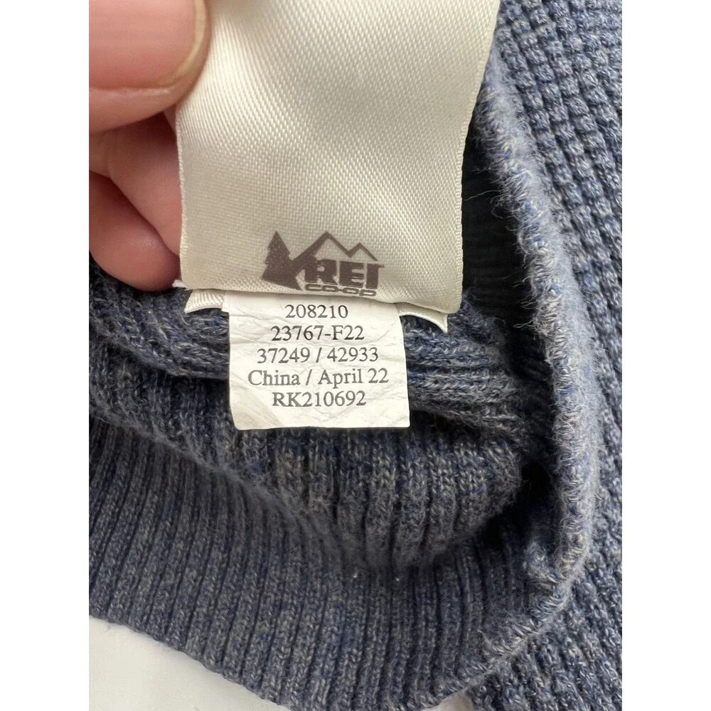 REI Co-op Men blue XL crewneck Sweater Wallace Lake Waffle Knit Thermal Pullover